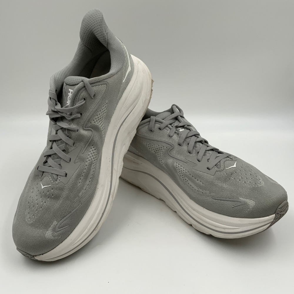 Hoka Clifton 10 Mens Running Shoes Grey Athletic Sneakers Trainers Low Top